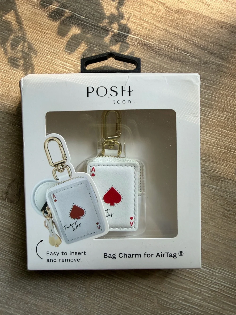 Bag Charm for AirTag Feeling Lucky White Ace of Spades NWT - Picture 2 of 4